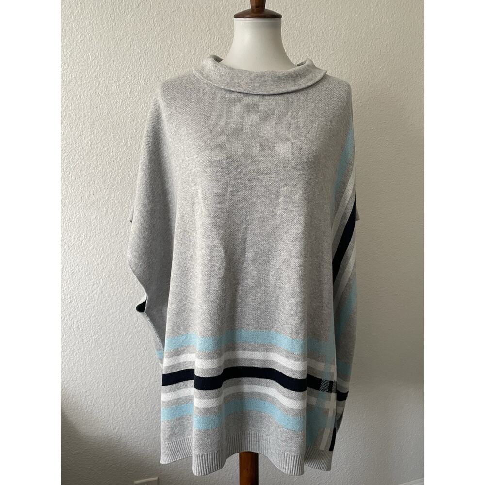 Talbots Poncho Sabrina Draped Striped Stretch Knit ML